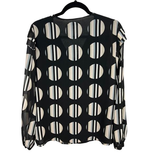 CALVIN KLEIN Geometric Dots Lined  layered long sleeve blouse relaxed fit - Picture 11 of 11